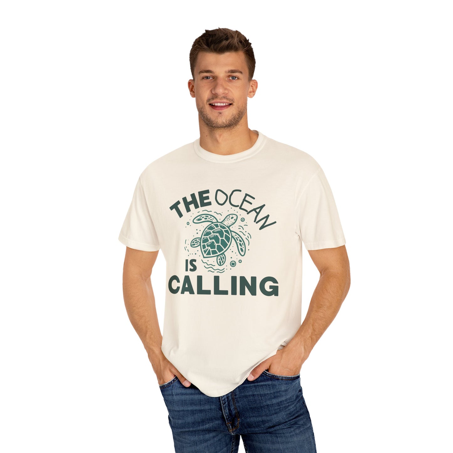 'The Ocean Is Calling' Unisex Garment-Dyed T-shirt