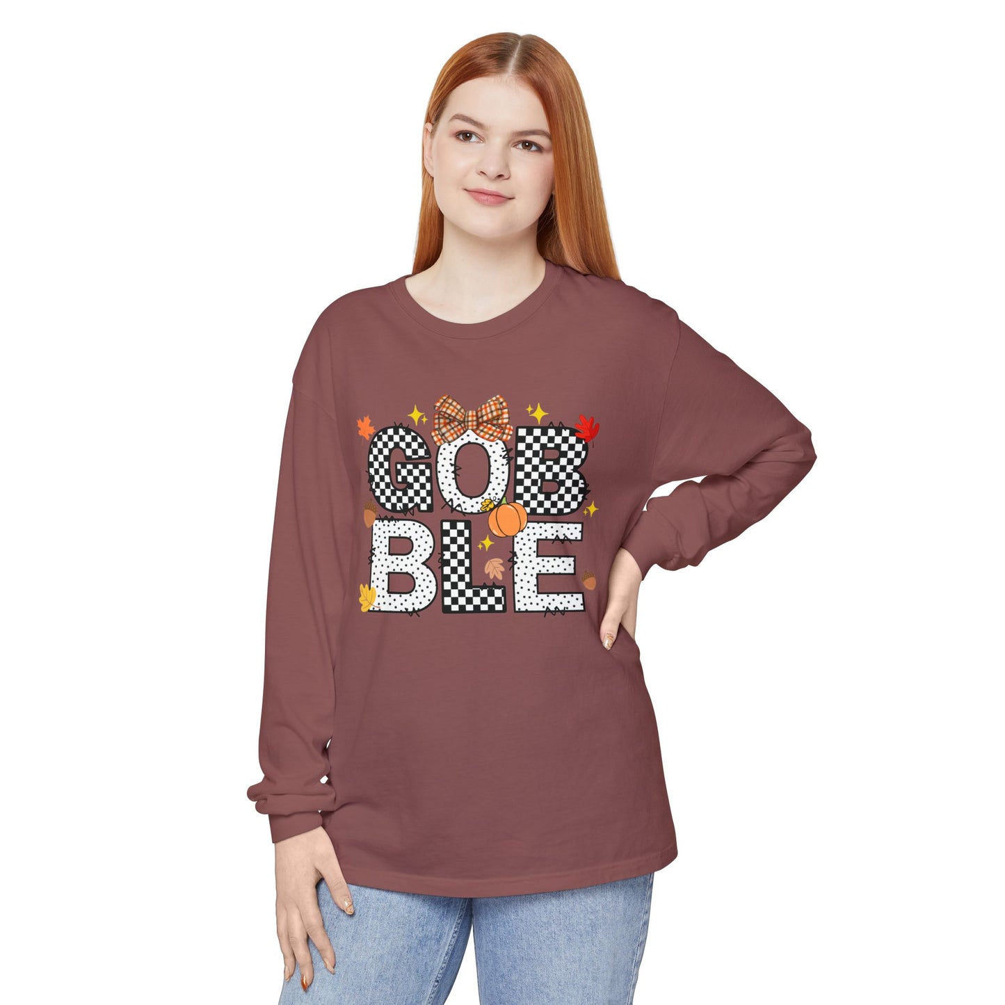 'Gobble' Unisex Garment-dyed Long Sleeve T-Shirt