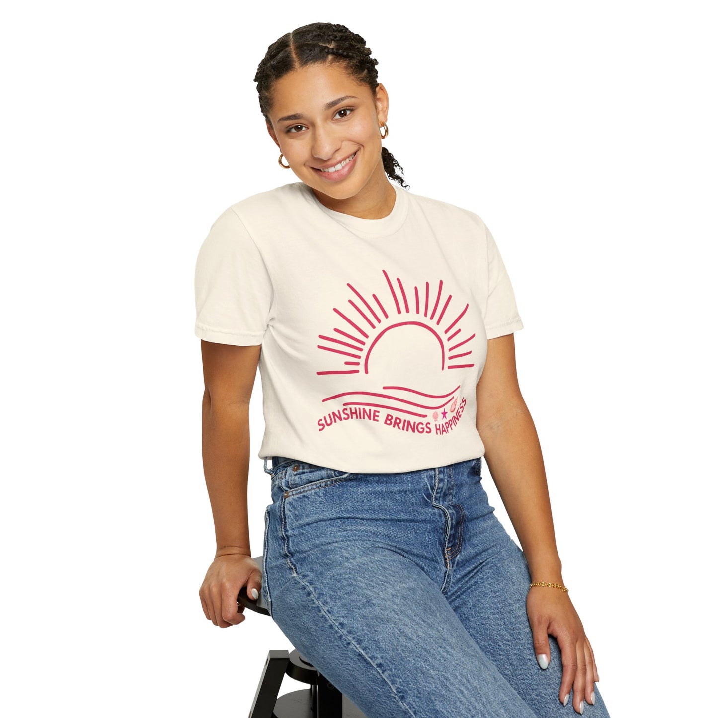 'Sunshine Brings Happiness' Unisex Garment-Dyed T-shirt