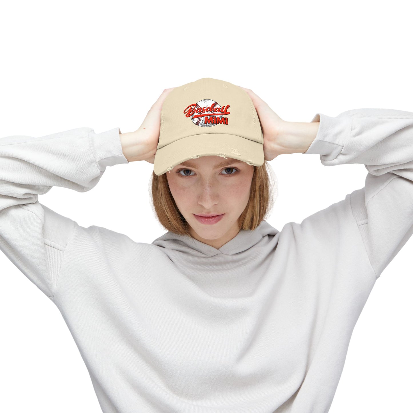 'Baseball Mimi' Unisex Distressed Cap