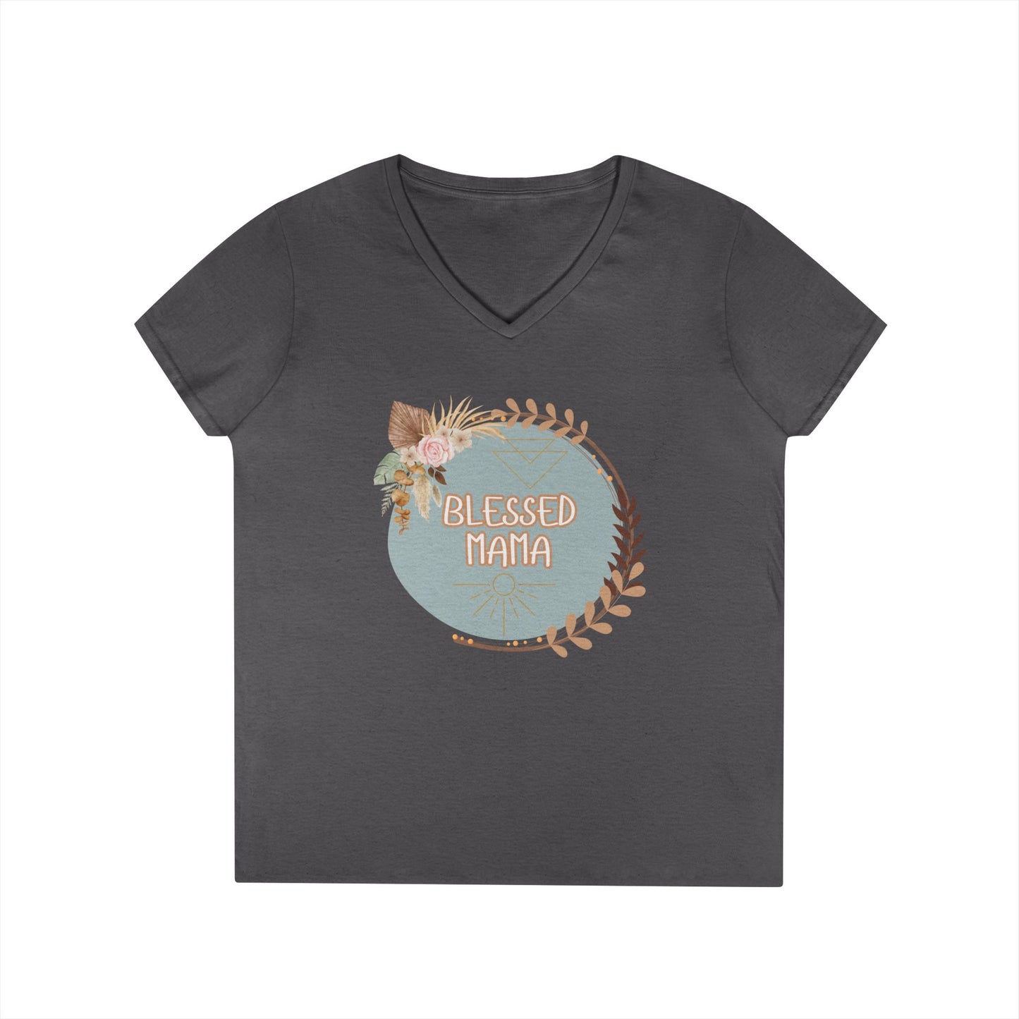 'Blessed Mama' Ladies' V-Neck T-Shirt