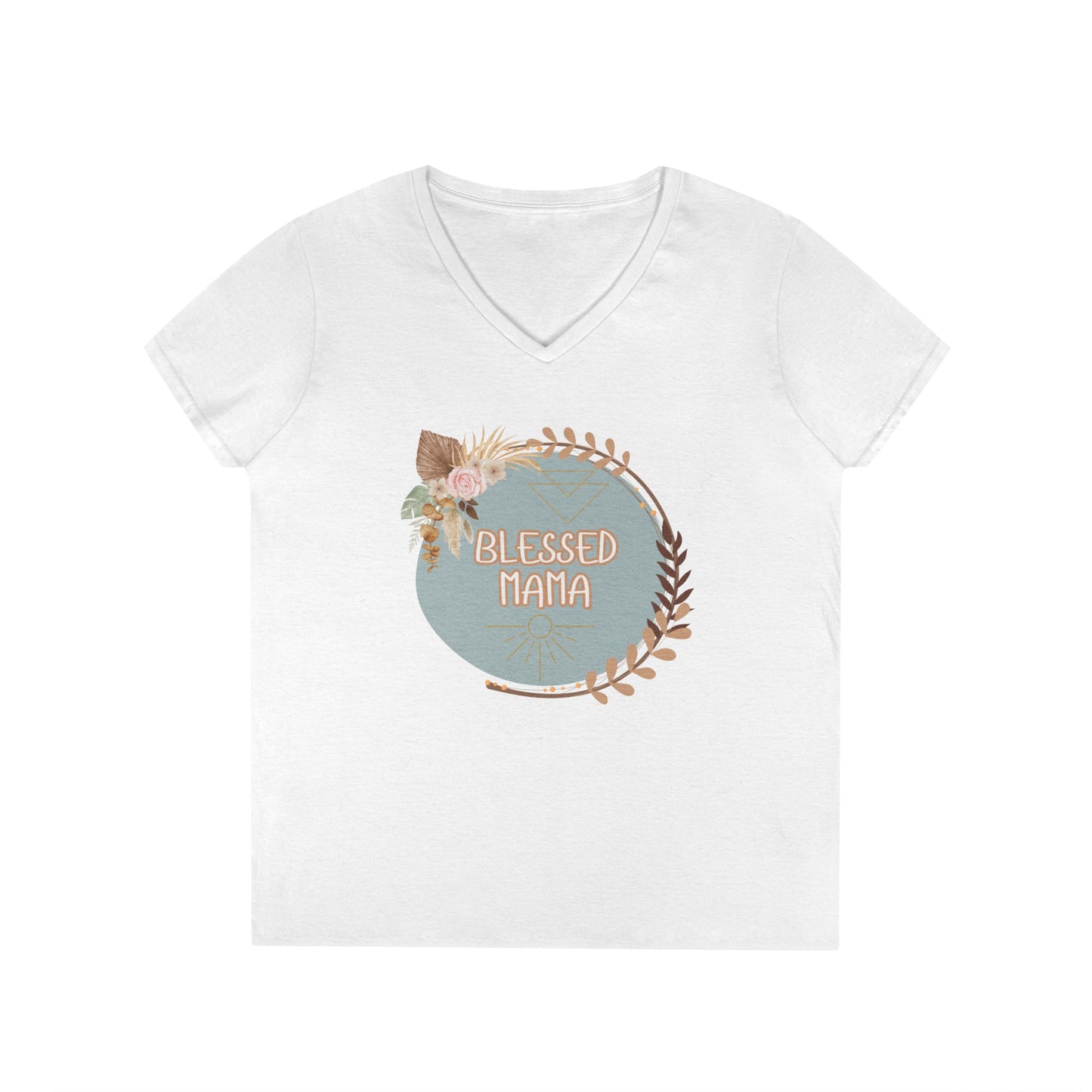 'Blessed Mama' Ladies' V-Neck T-Shirt