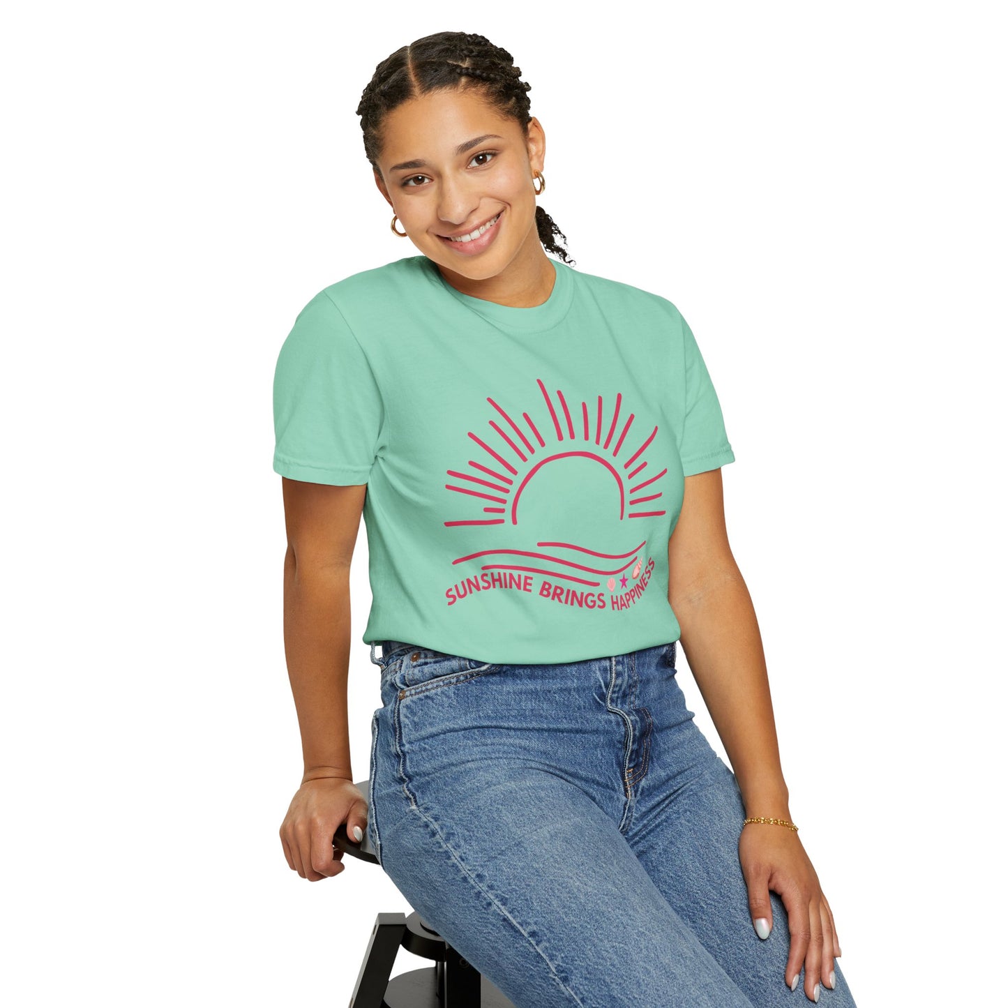 'Sunshine Brings Happiness' Unisex Garment-Dyed T-shirt
