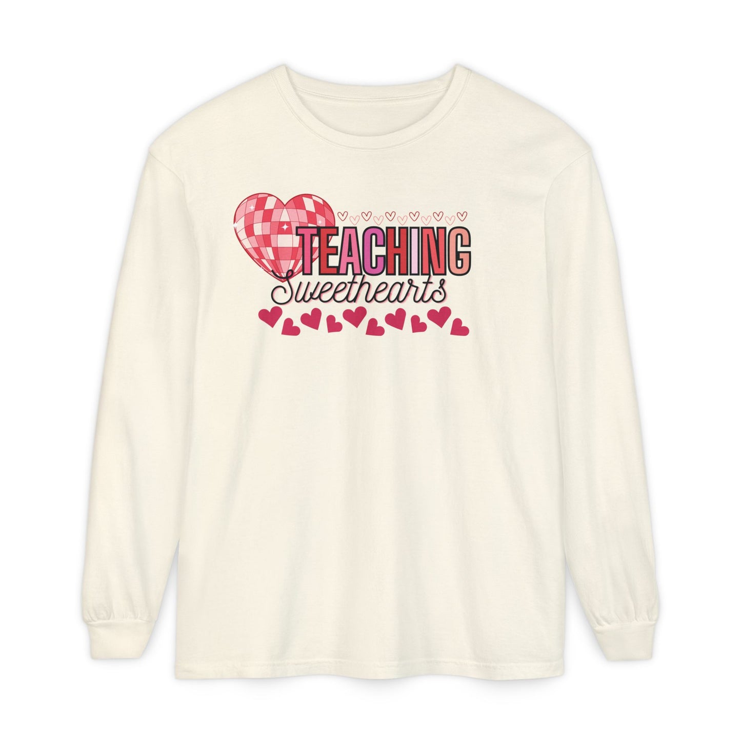 'Teaching Sweethearts' Unisex Garment-dyed Long Sleeve T-Shirt