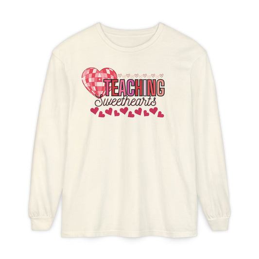 'Teaching Sweethearts' Unisex Garment-dyed Long Sleeve T-Shirt