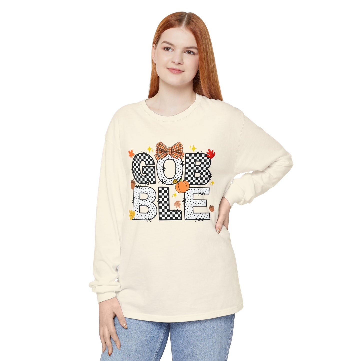 'Gobble' Unisex Garment-dyed Long Sleeve T-Shirt