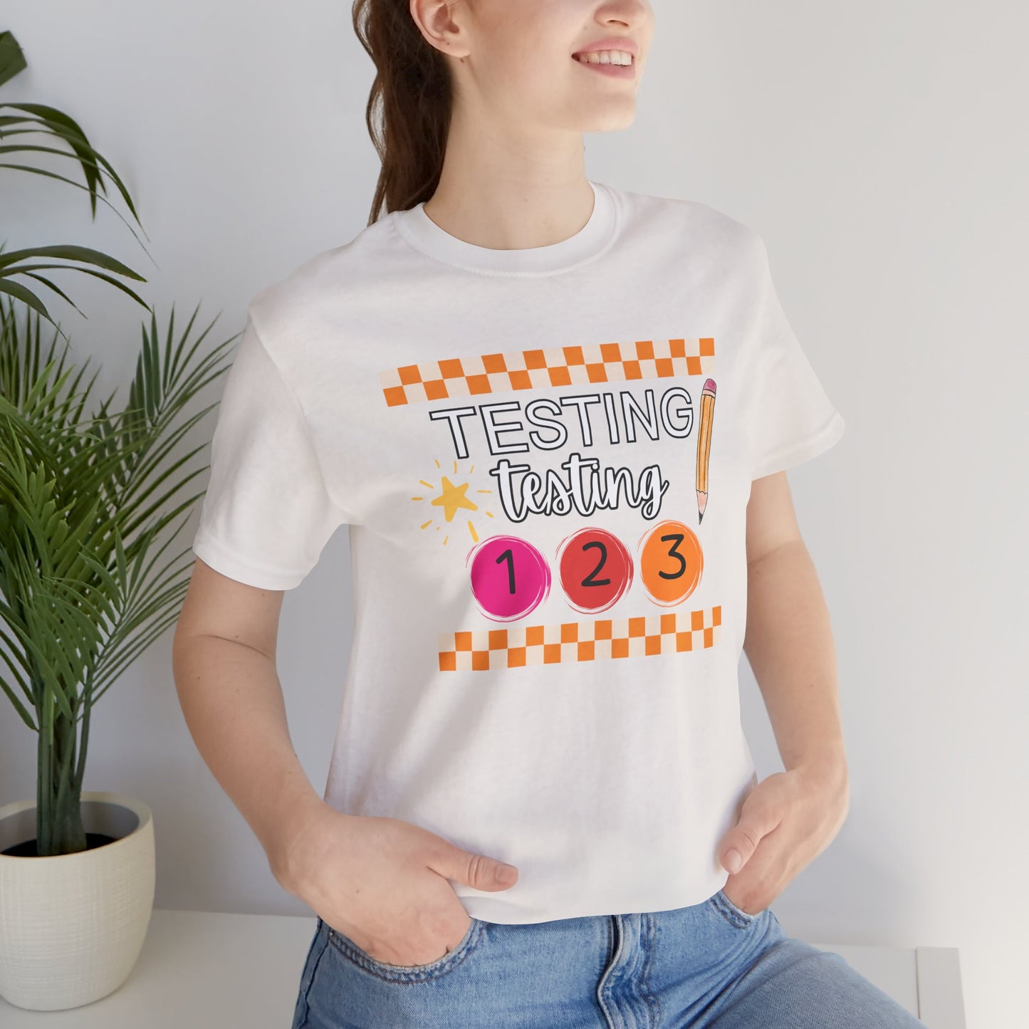 'Testing Testing 1 2 3' Unisex Jersey Short Sleeve Tee