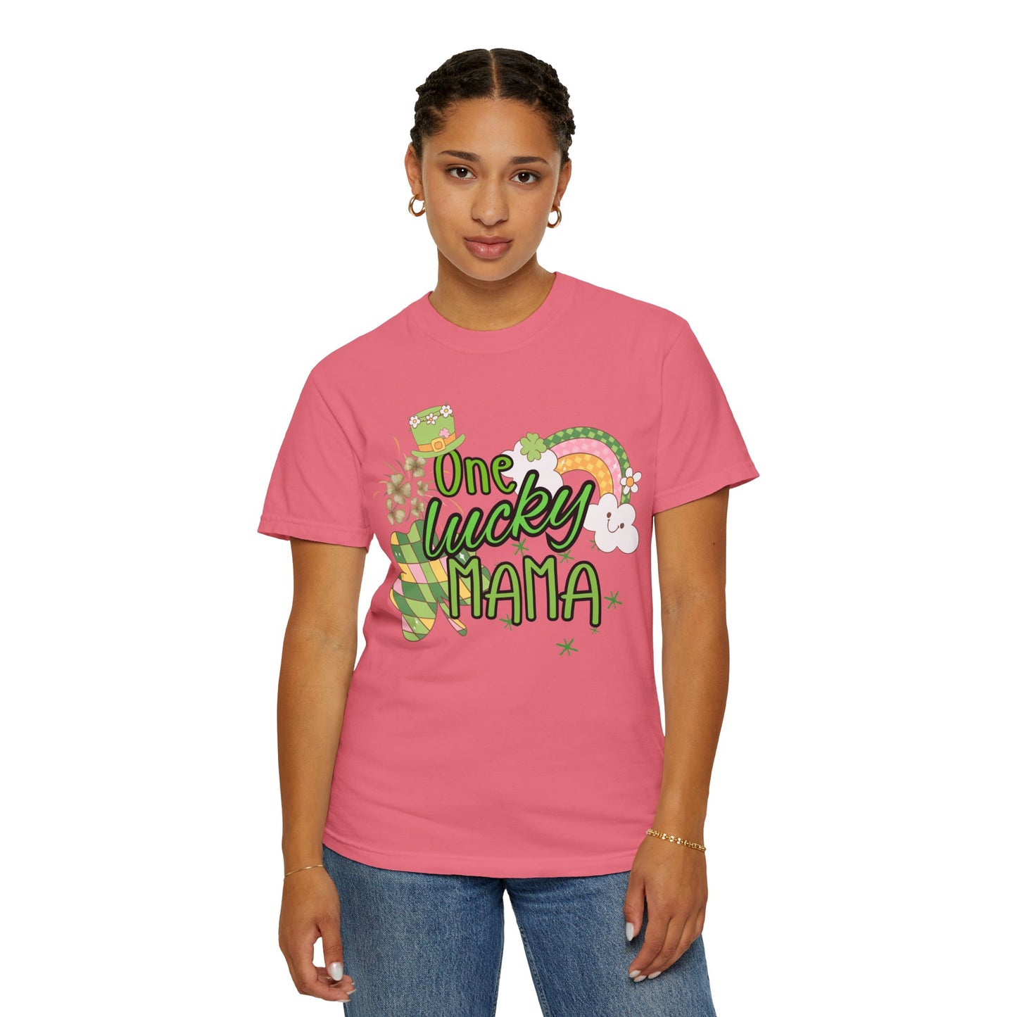 'One Lucky Mama' Unisex Garment-Dyed T-shirt