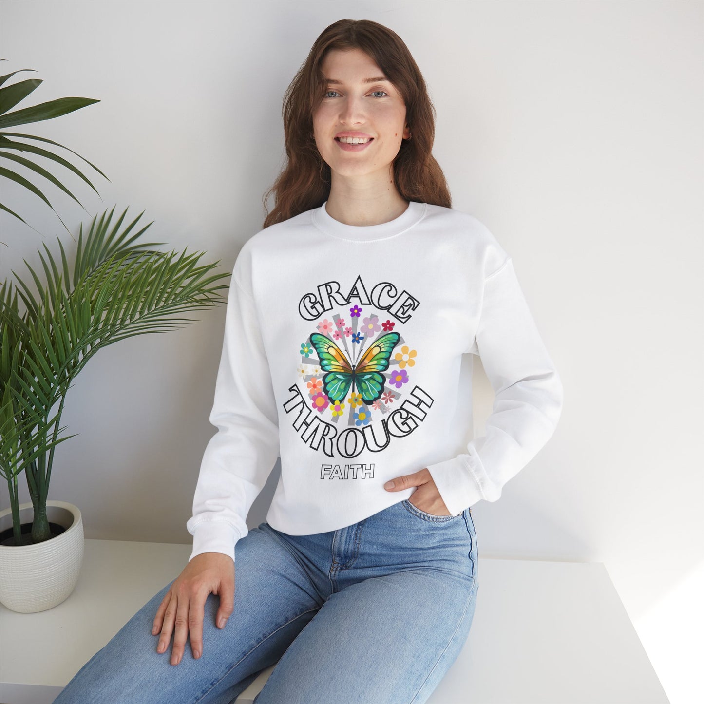 'Grace Through Faith' Unisex Heavy Blend™ Crewneck Sweatshirt