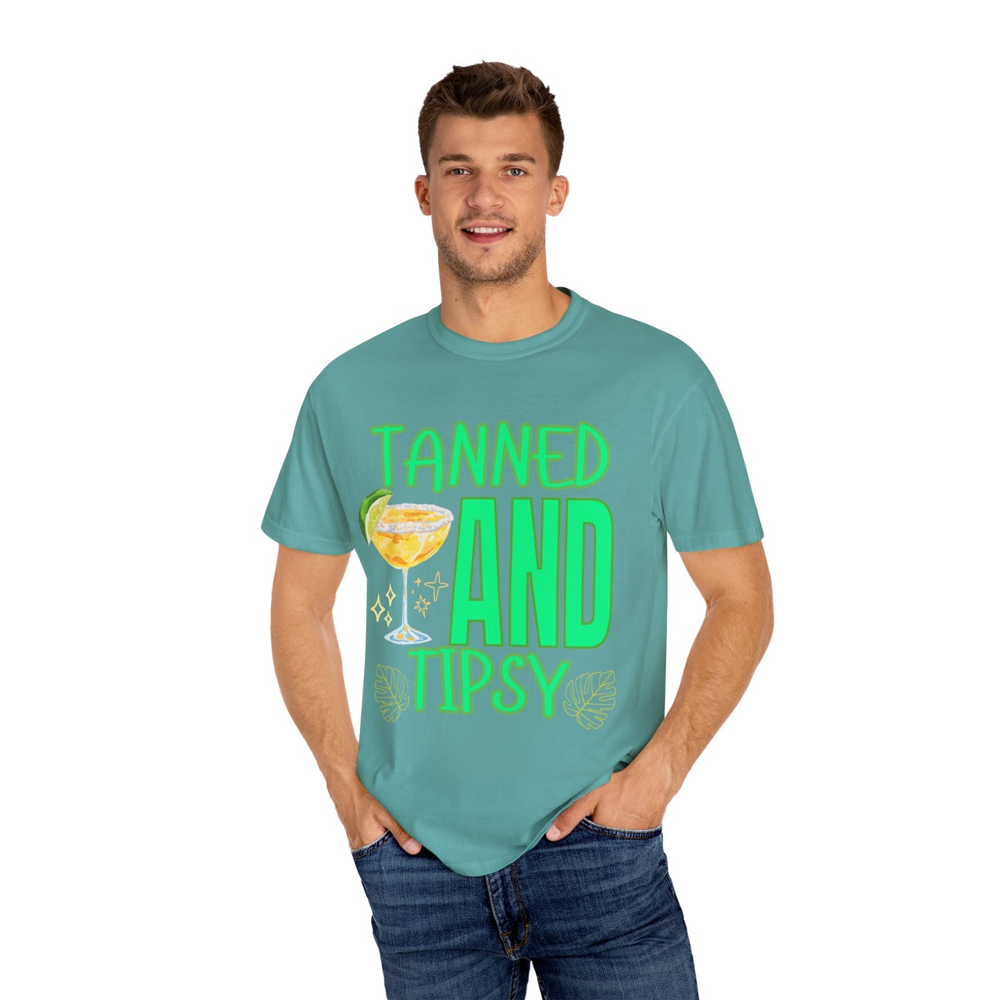 'Tanned and Tipsy' Unisex Garment-Dyed T-shirt