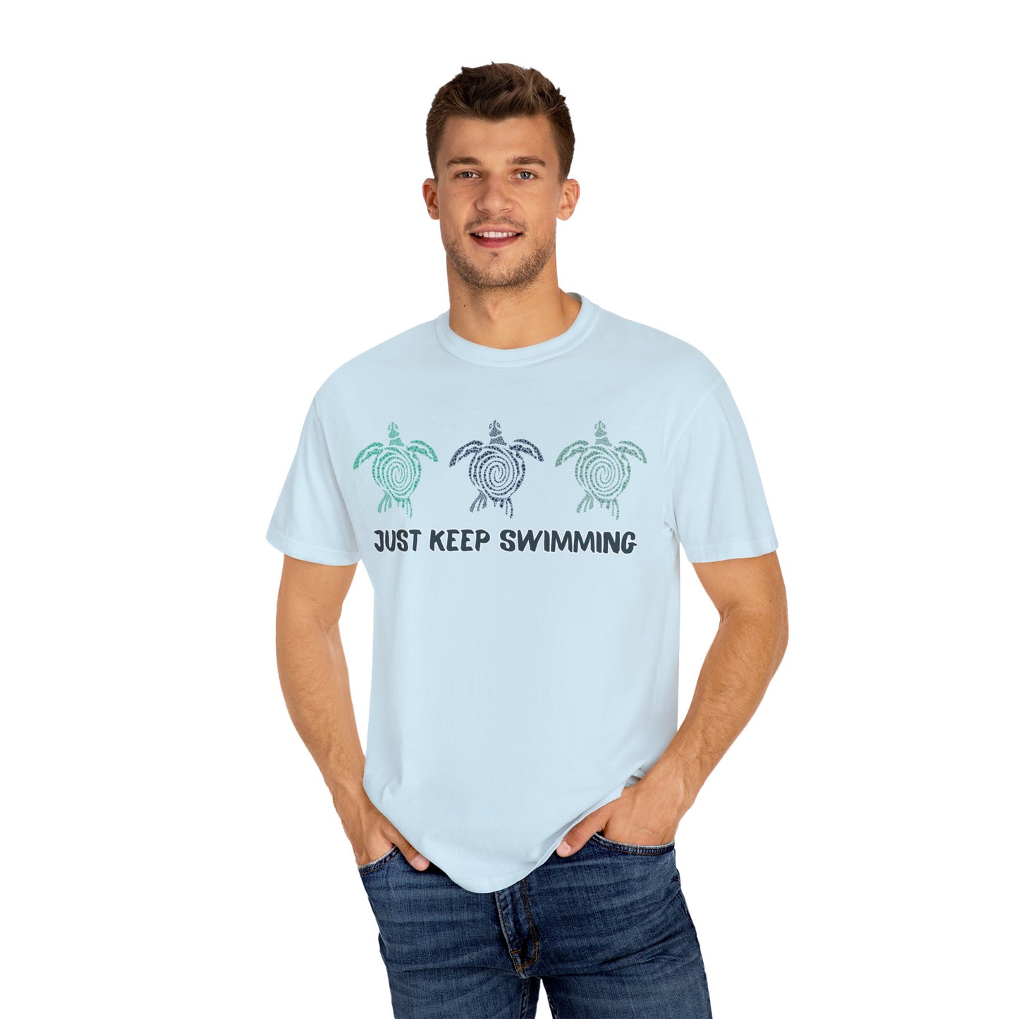 'Just Keep Swimming' Unisex Garment-Dyed T-shirt