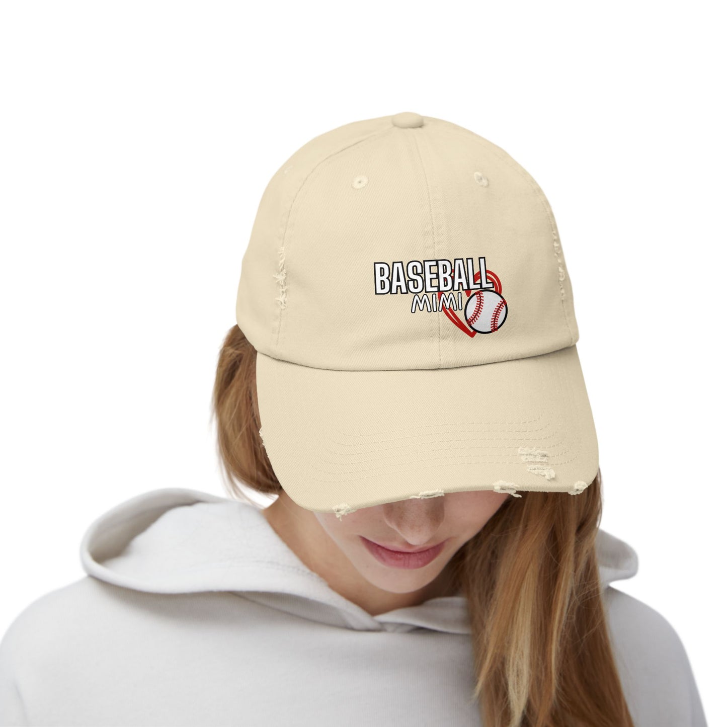 'Baseball Mimi' Unisex Distressed Cap