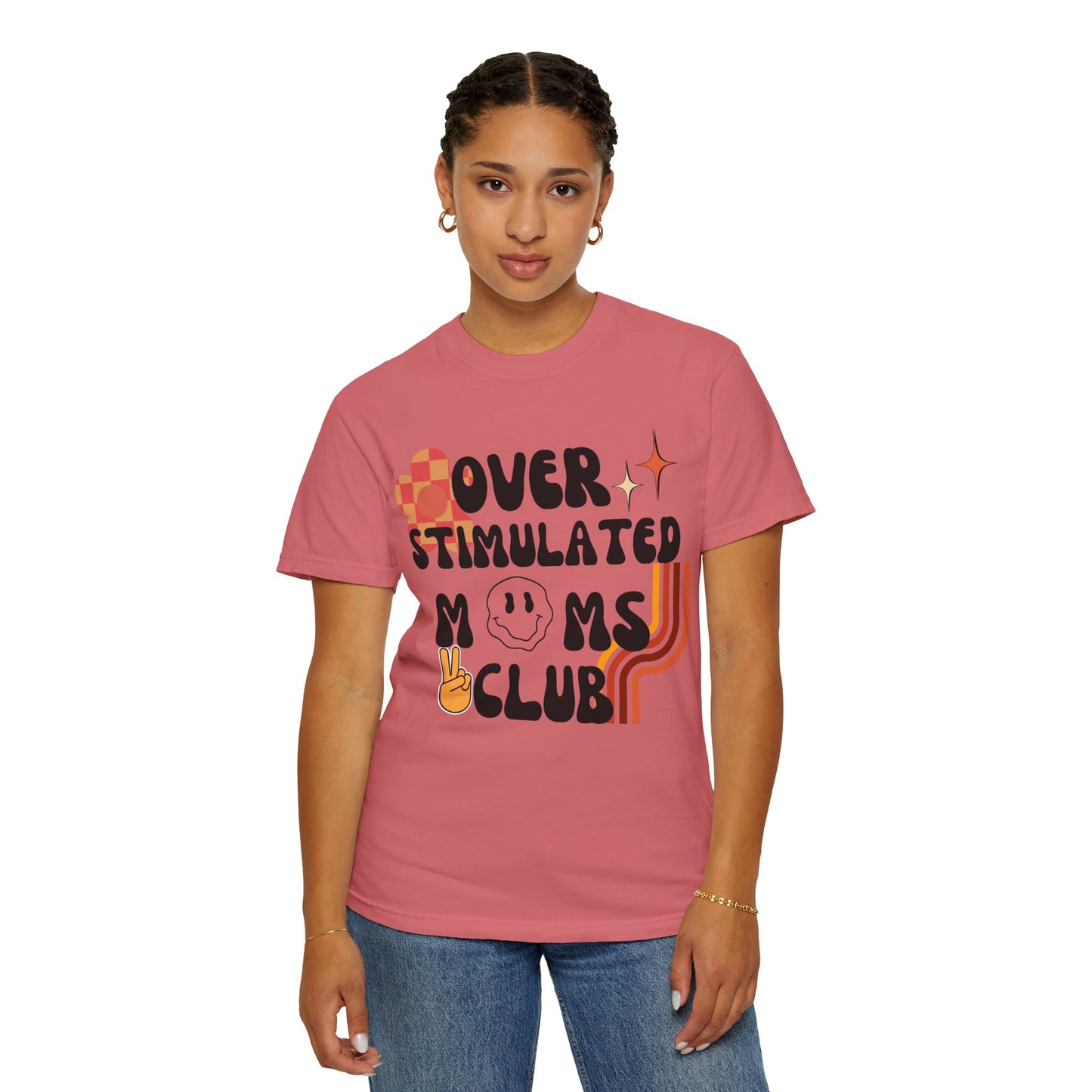 'Retro Over Stimulated Moms Club' Unisex Garment-Dyed T-shirt