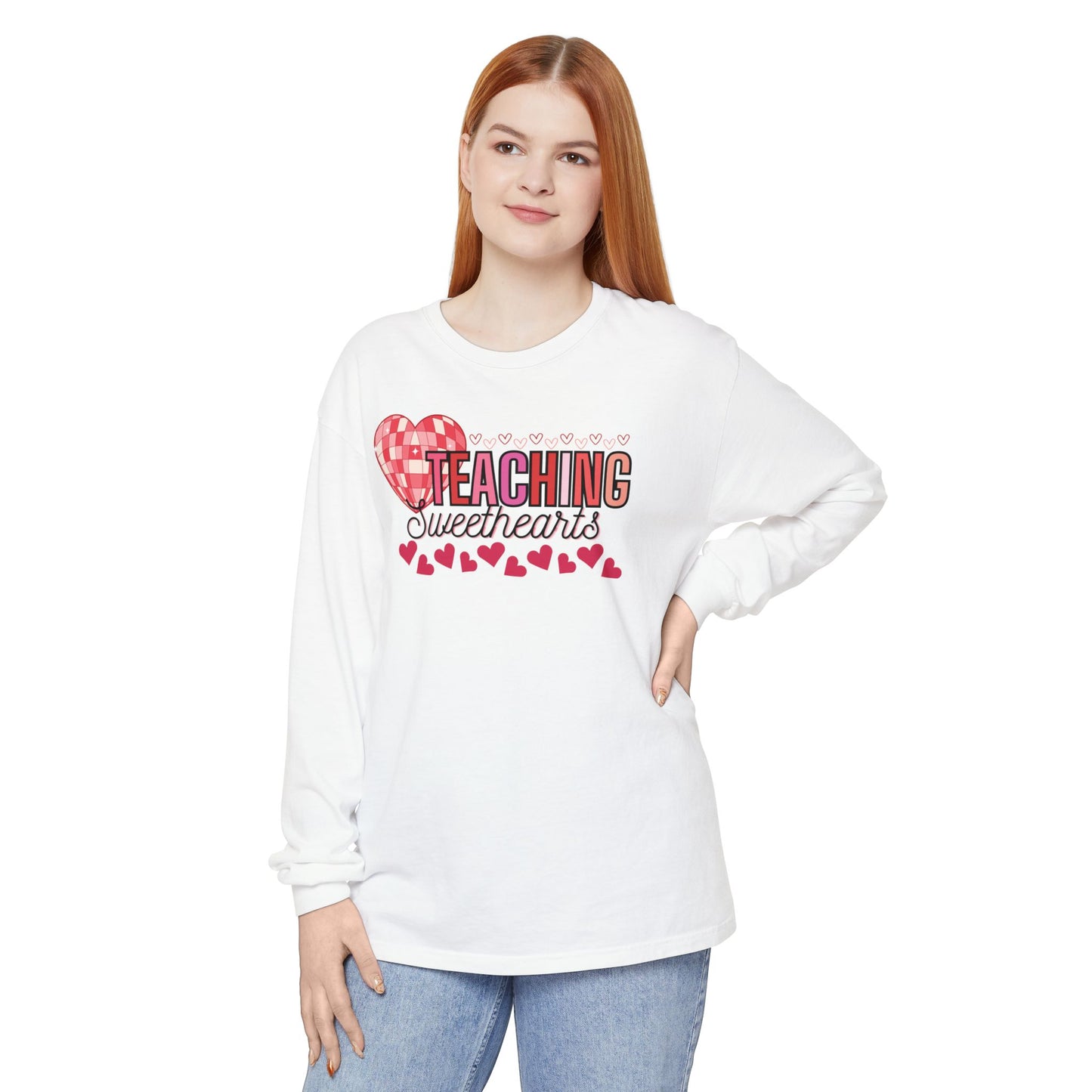 'Teaching Sweethearts' Unisex Garment-dyed Long Sleeve T-Shirt