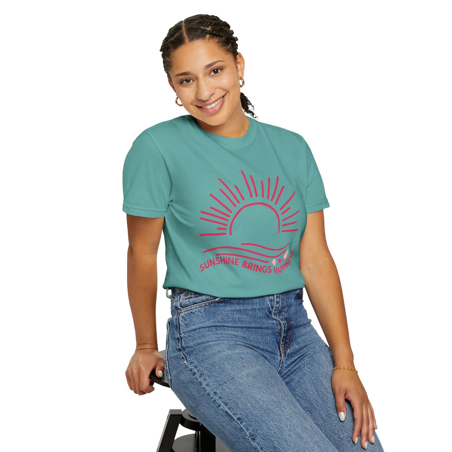 'Sunshine Brings Happiness' Unisex Garment-Dyed T-shirt