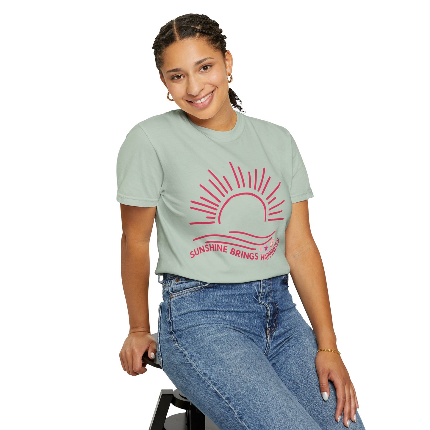 'Sunshine Brings Happiness' Unisex Garment-Dyed T-shirt