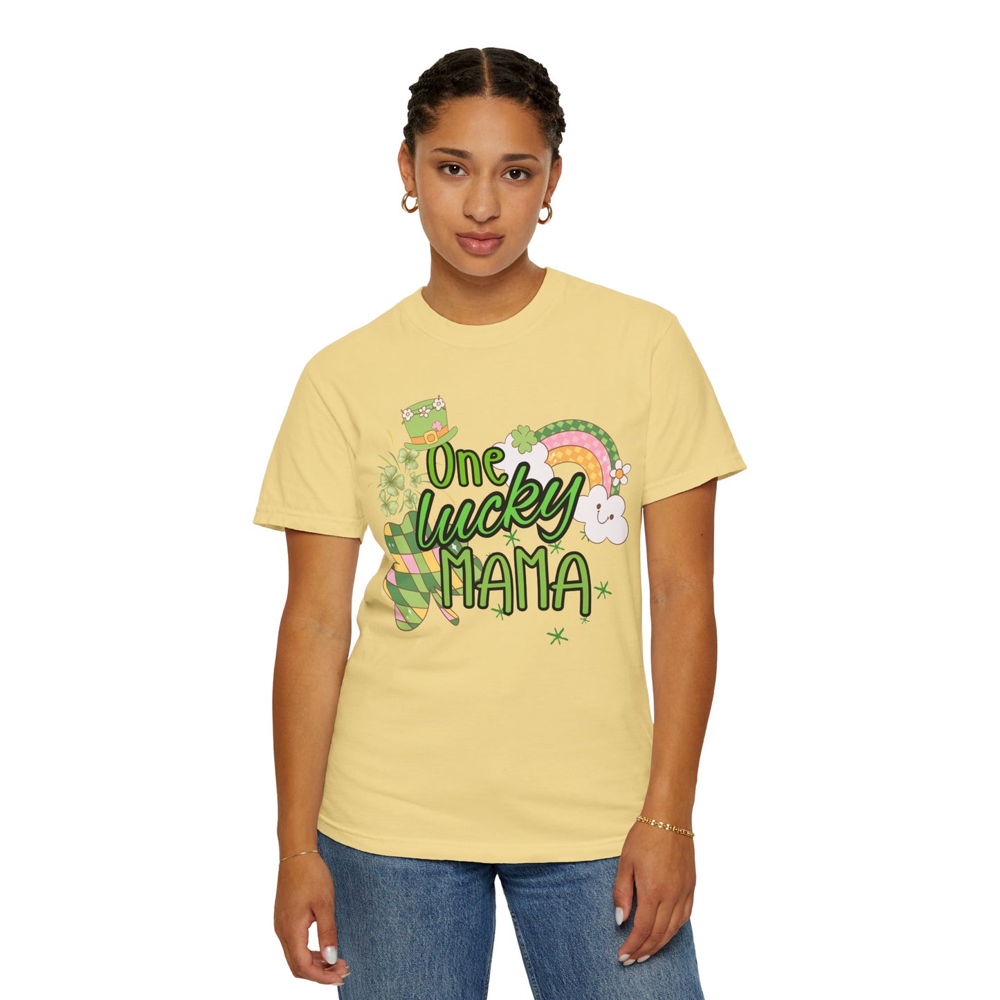 'One Lucky Mama' Unisex Garment-Dyed T-shirt