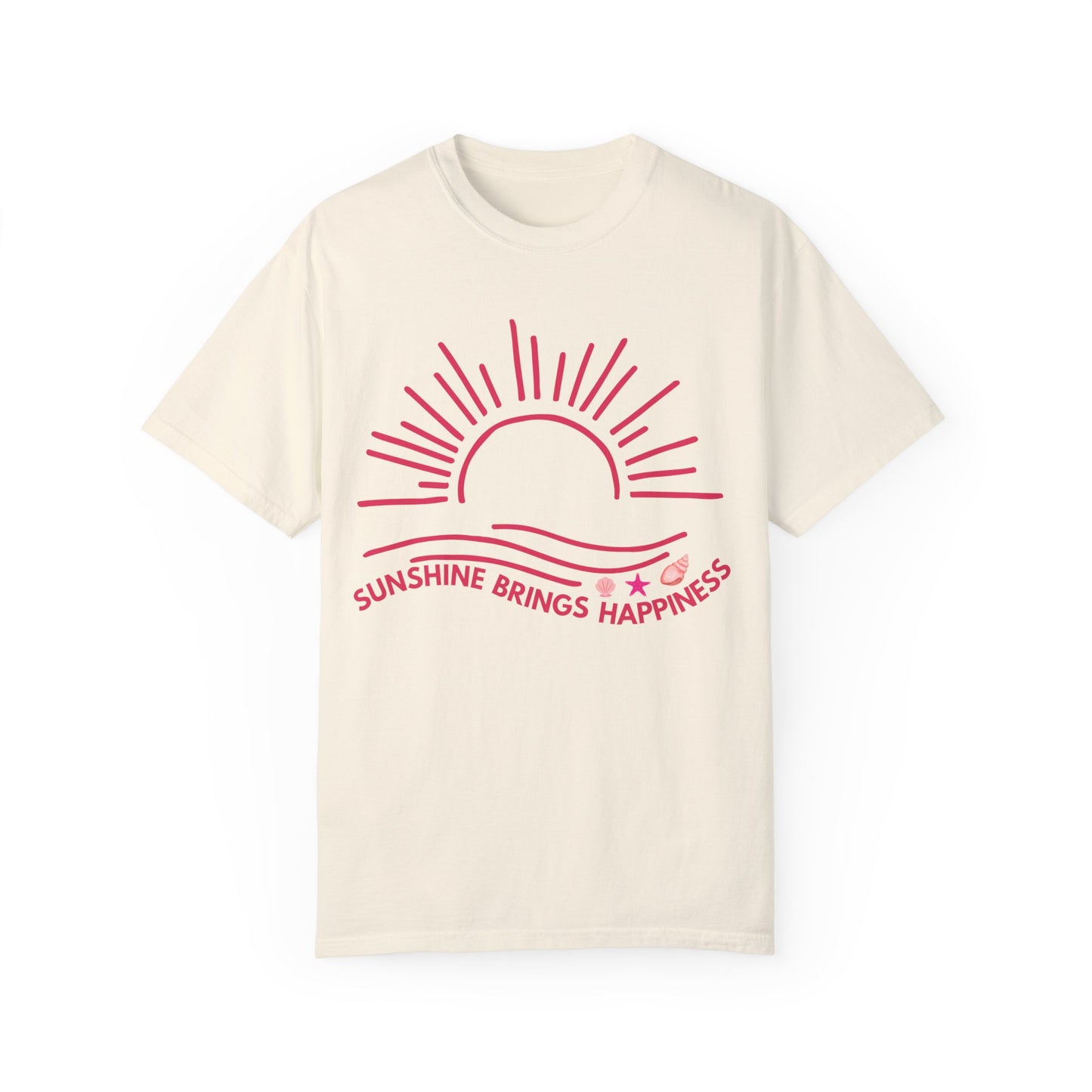 'Sunshine Brings Happiness' Unisex Garment-Dyed T-shirt