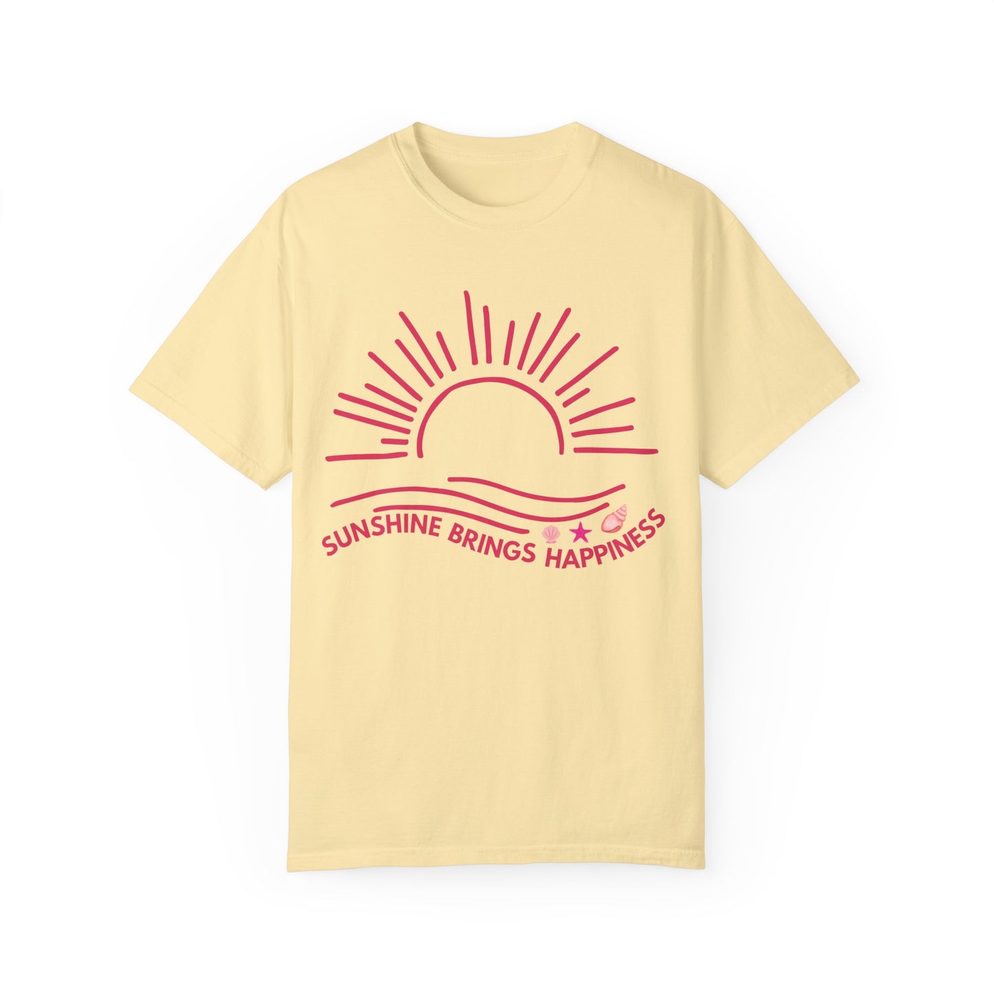 'Sunshine Brings Happiness' Unisex Garment-Dyed T-shirt