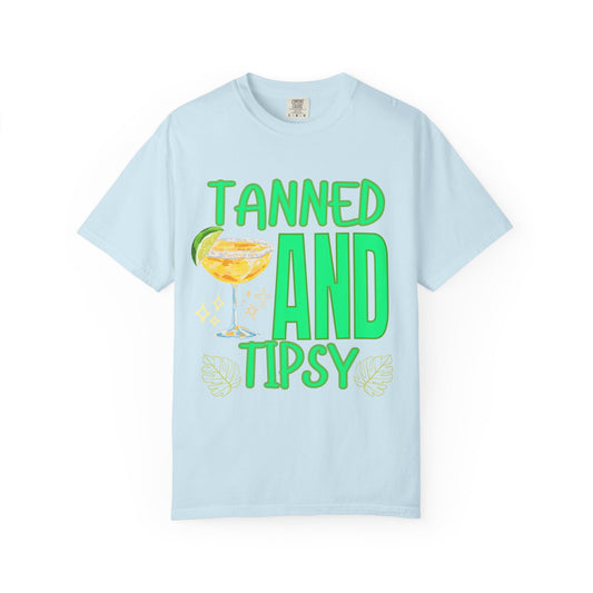 'Tanned and Tipsy' Unisex Garment-Dyed T-shirt